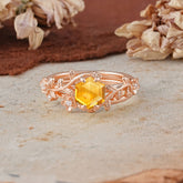 Naturalistic 4 - Prong Hexagon - Cut Citrine Ring Sets